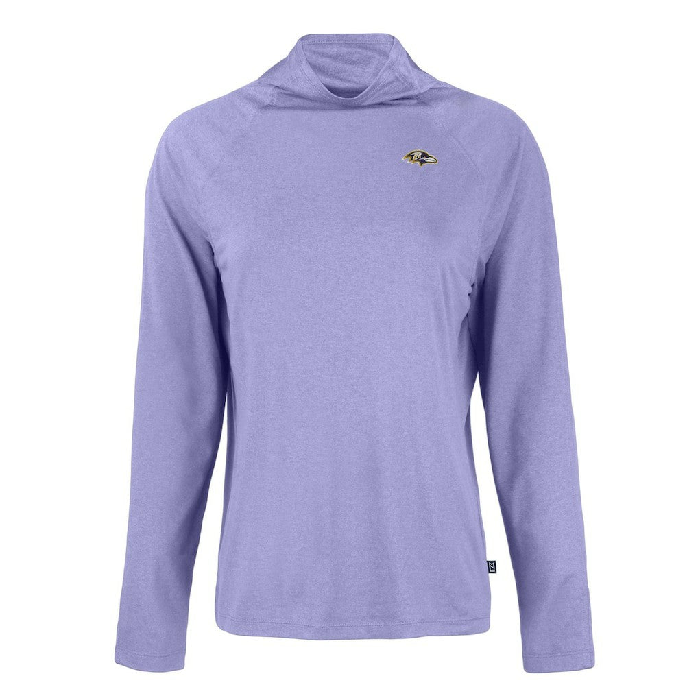 Cutter & Buck Women's Coastline Epic Comfort Eco Recycled Funnel Neck Raglan Pullover Sweatshirt - Baltimore Ravens Pullover