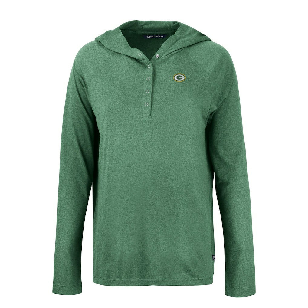 Cutter & Buck Women's Coastline Epic Comfort Eco Recycled Raglan Pullover Hoodie - Green Bay Packers Hoodies