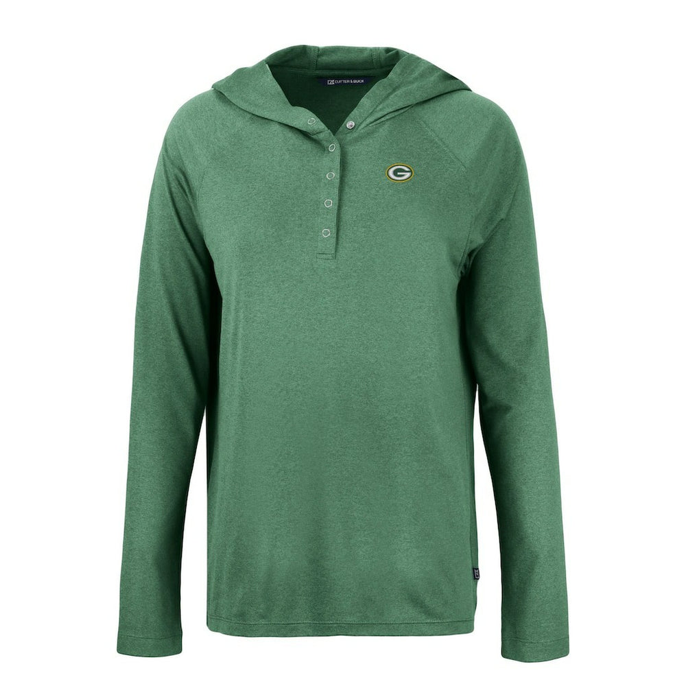 Cutter & Buck Women's Coastline Epic Comfort Eco Recycled Raglan Pullover Hoodie - Green Bay Packers Hoodies