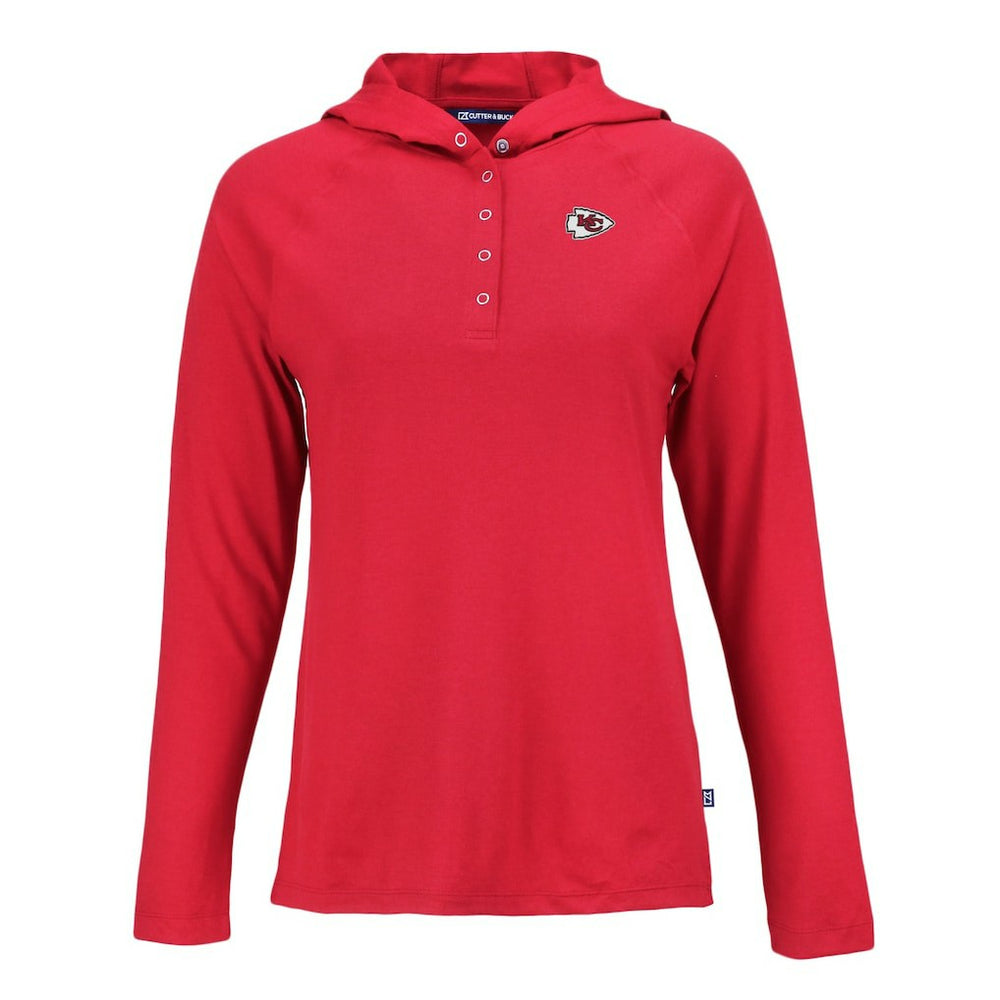 Cutter & Buck Women's Coastline Epic Comfort Eco Recycled Raglan Pullover Hoodie - Kansas City Chiefs Hoodies