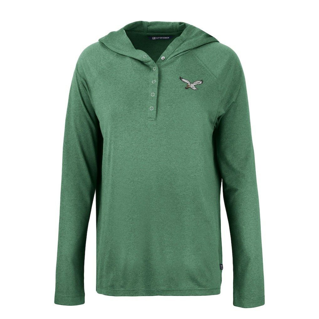 Cutter & Buck Women's Historic Coastline Epic Comfort Eco Recycled Raglan Pullover Hoodie - Philadelphia Eagles Hoodies