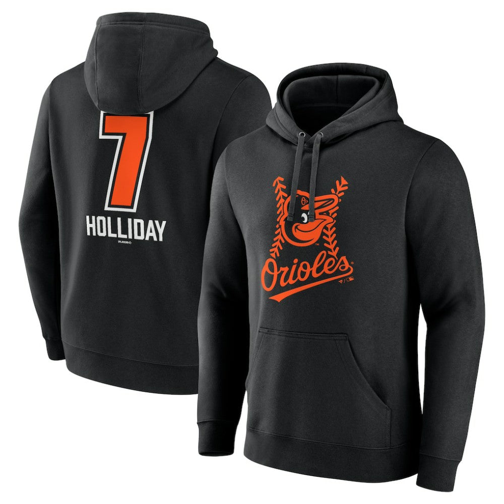 Black Jackson Holliday Baltimore Orioles Fastball Player Name & Number Pullover Hoodie