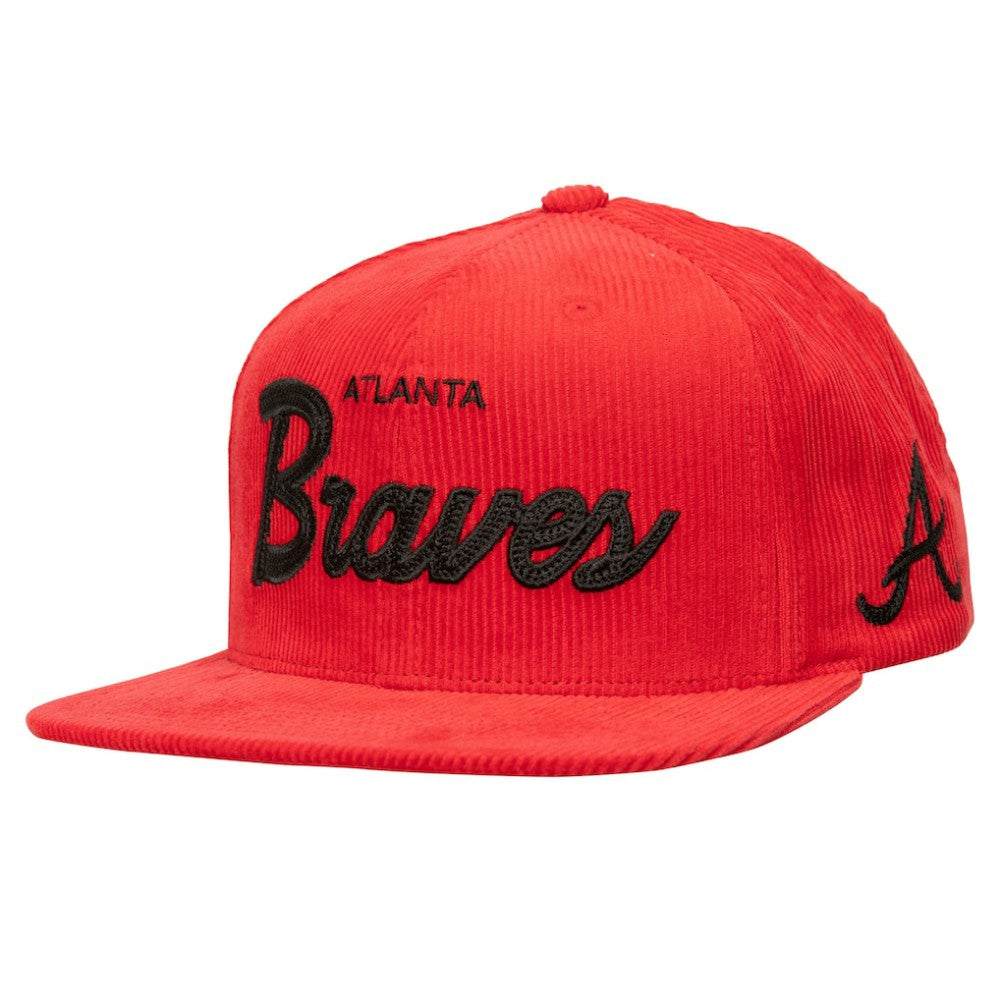 Red Mitchell & Ness  Atlanta Braves Male Adult Corduroy Snapback Hat