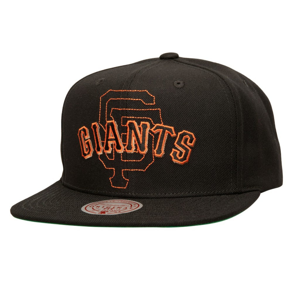 Black San Francisco Giants Mitchell & Ness Double Up Snapback Hat