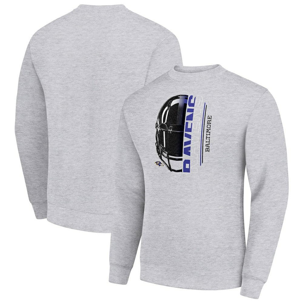 Starter Half Helmet Team Graphic Tri-Blend Fleece Pullover Sweatshirt - Baltimore Ravens Pullover