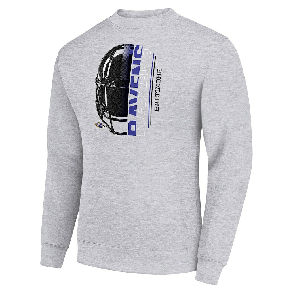 Starter Half Helmet Team Graphic Tri-Blend Fleece Pullover Sweatshirt - Baltimore Ravens Pullover