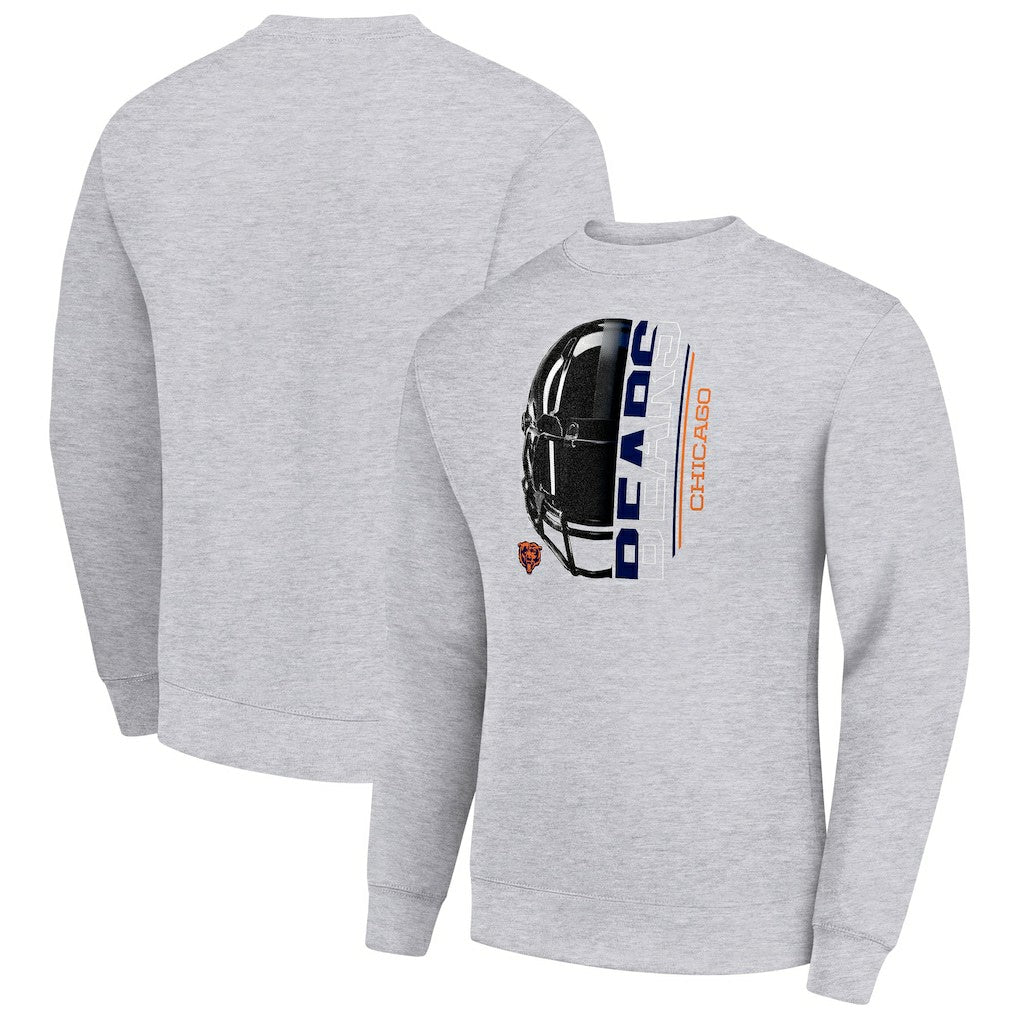 Starter Half Helmet Team Graphic Tri-Blend Fleece Pullover Sweatshirt - Chicago Bears Pullover