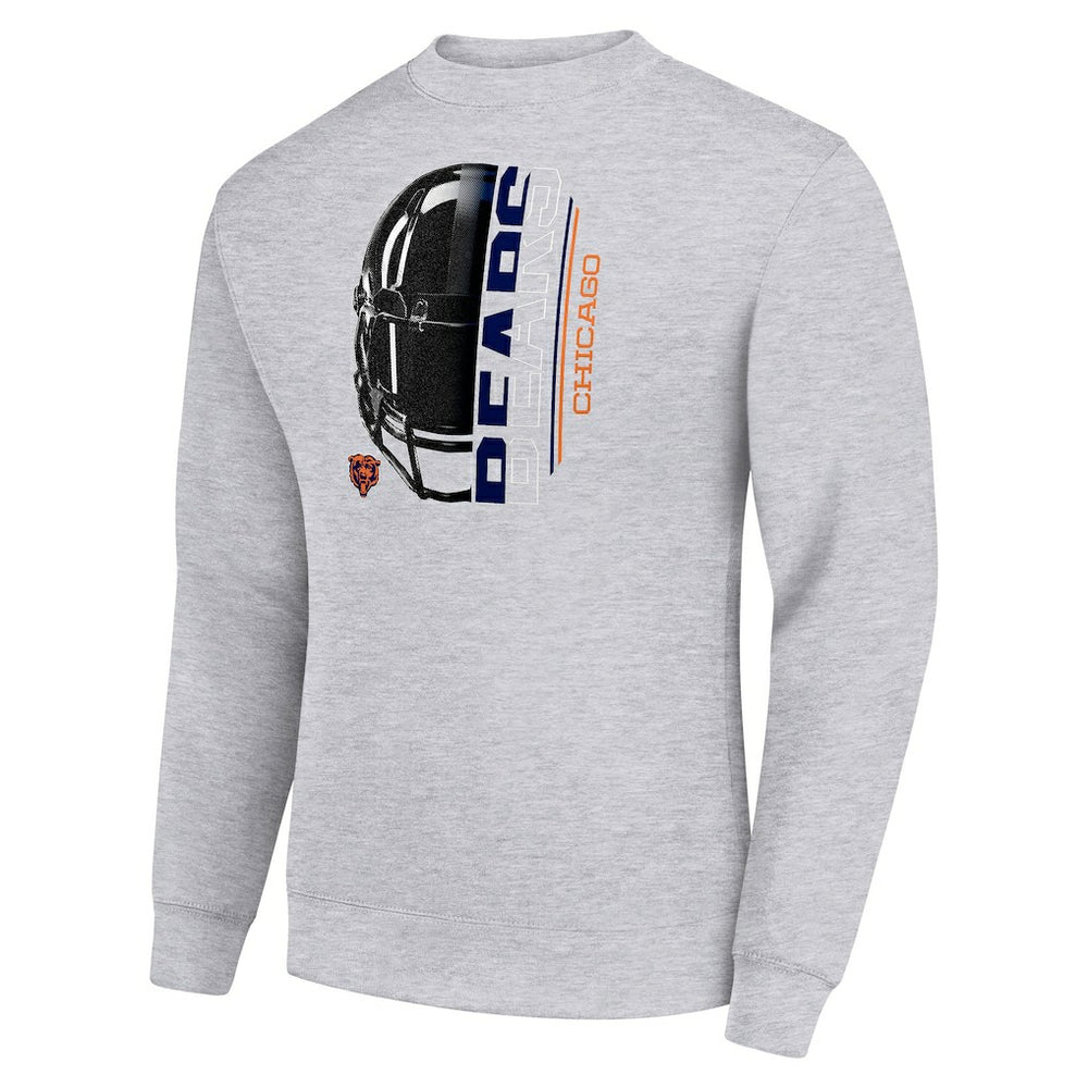Starter Half Helmet Team Graphic Tri-Blend Fleece Pullover Sweatshirt - Chicago Bears Pullover