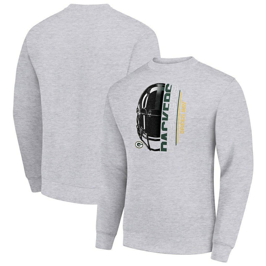 Starter Half Helmet Team Graphic Tri-Blend Fleece Pullover Sweatshirt - Green Bay Packers Pullover