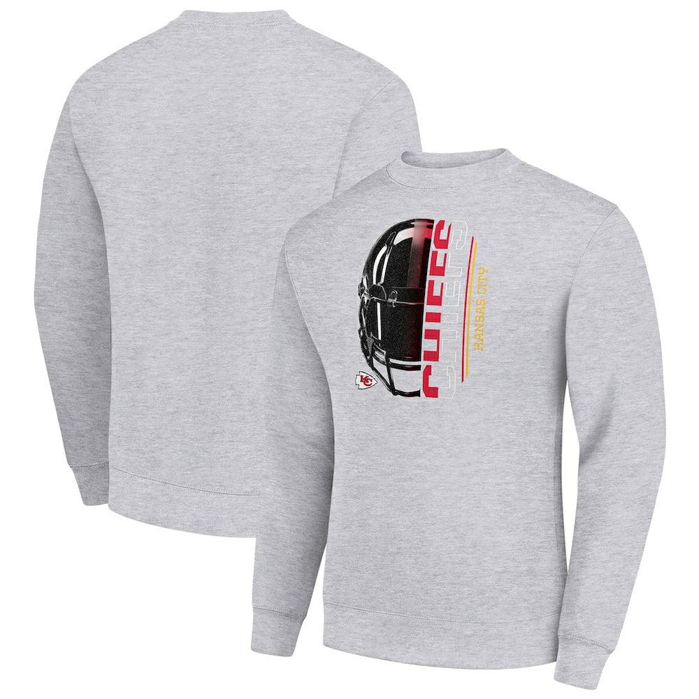 Starter Half Helmet Team Graphic Tri-Blend Fleece Pullover Sweatshirt - Kansas City Chiefs Pullover