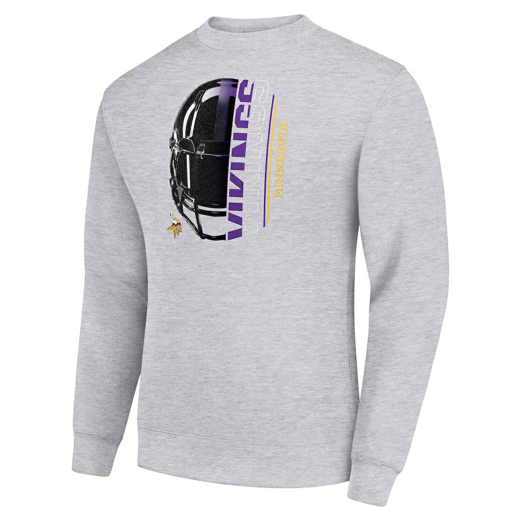 Starter Half Helmet Team Graphic Tri-Blend Fleece Pullover Sweatshirt - Minnesota Vikings Pullover