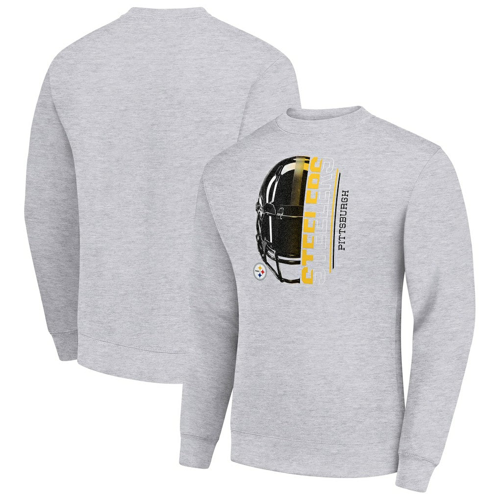 Starter Half Helmet Team Graphic Tri-Blend Fleece Pullover Sweatshirt - Pittsburgh Steelers Pullover