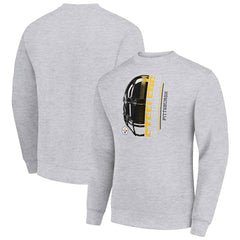 Starter Half Helmet Team Graphic Tri-Blend Fleece Pullover Sweatshirt - Pittsburgh Steelers Pullover