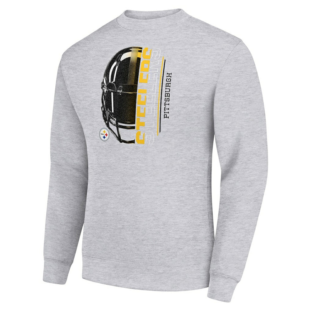 Starter Half Helmet Team Graphic Tri-Blend Fleece Pullover Sweatshirt - Pittsburgh Steelers Pullover