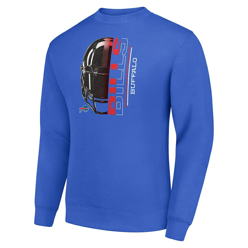 Starter Half Helmet Team Graphic Tri-Blend Fleece Pullover Sweatshirt - Buffalo Bills Pullover