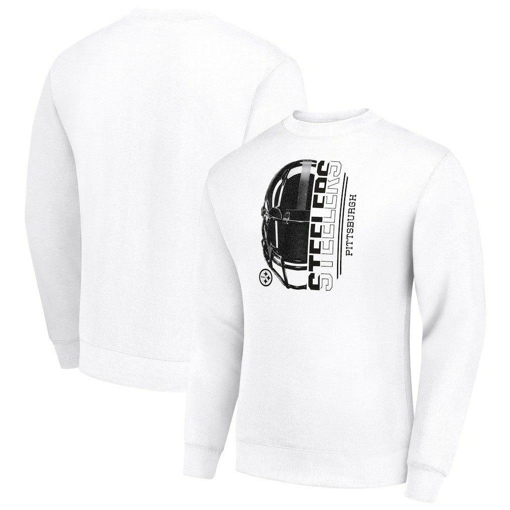 Starter Half Helmet Team Graphic Tri-Blend Fleece Pullover Sweatshirt - Pittsburgh Steelers Pullover