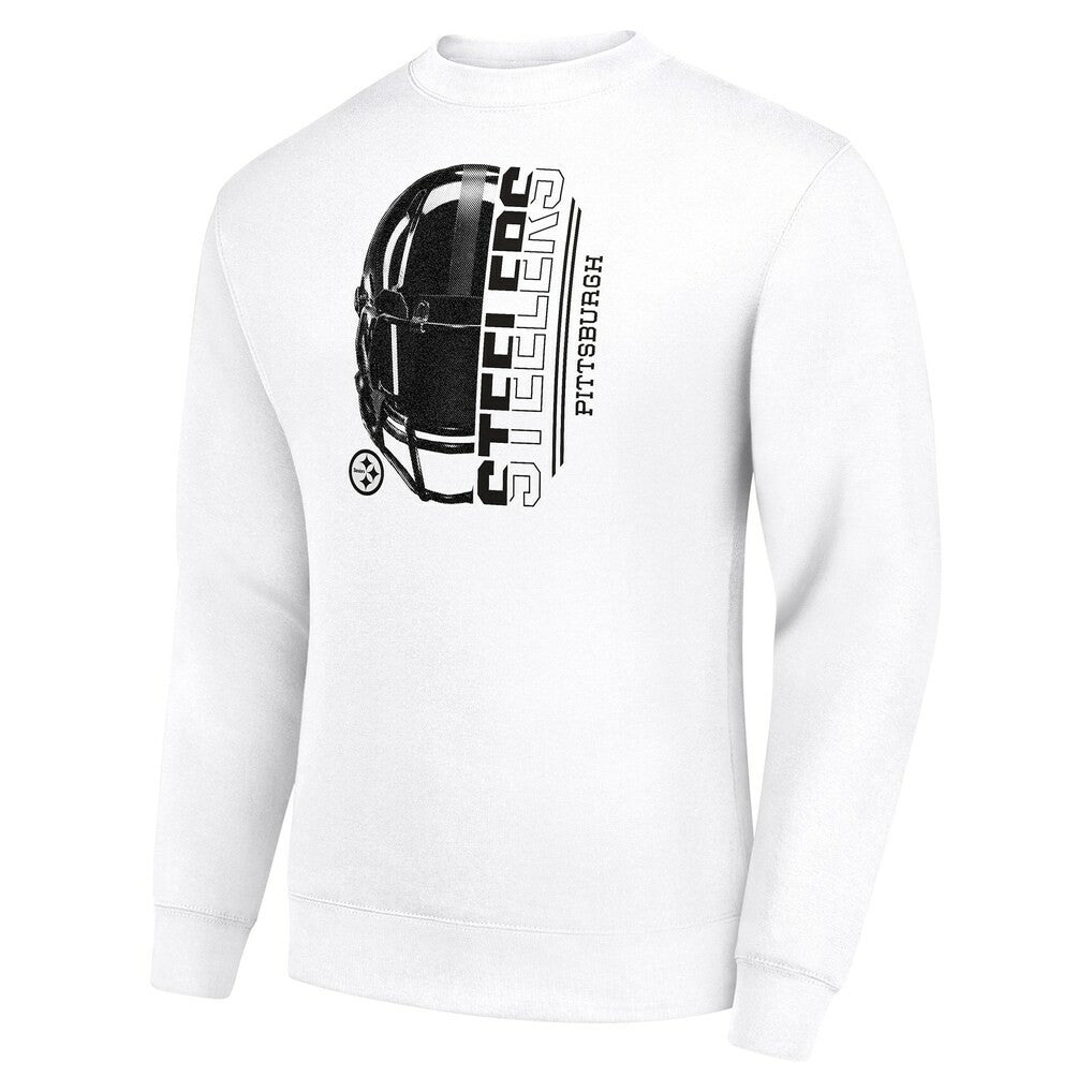 Starter Half Helmet Team Graphic Tri-Blend Fleece Pullover Sweatshirt - Pittsburgh Steelers Pullover