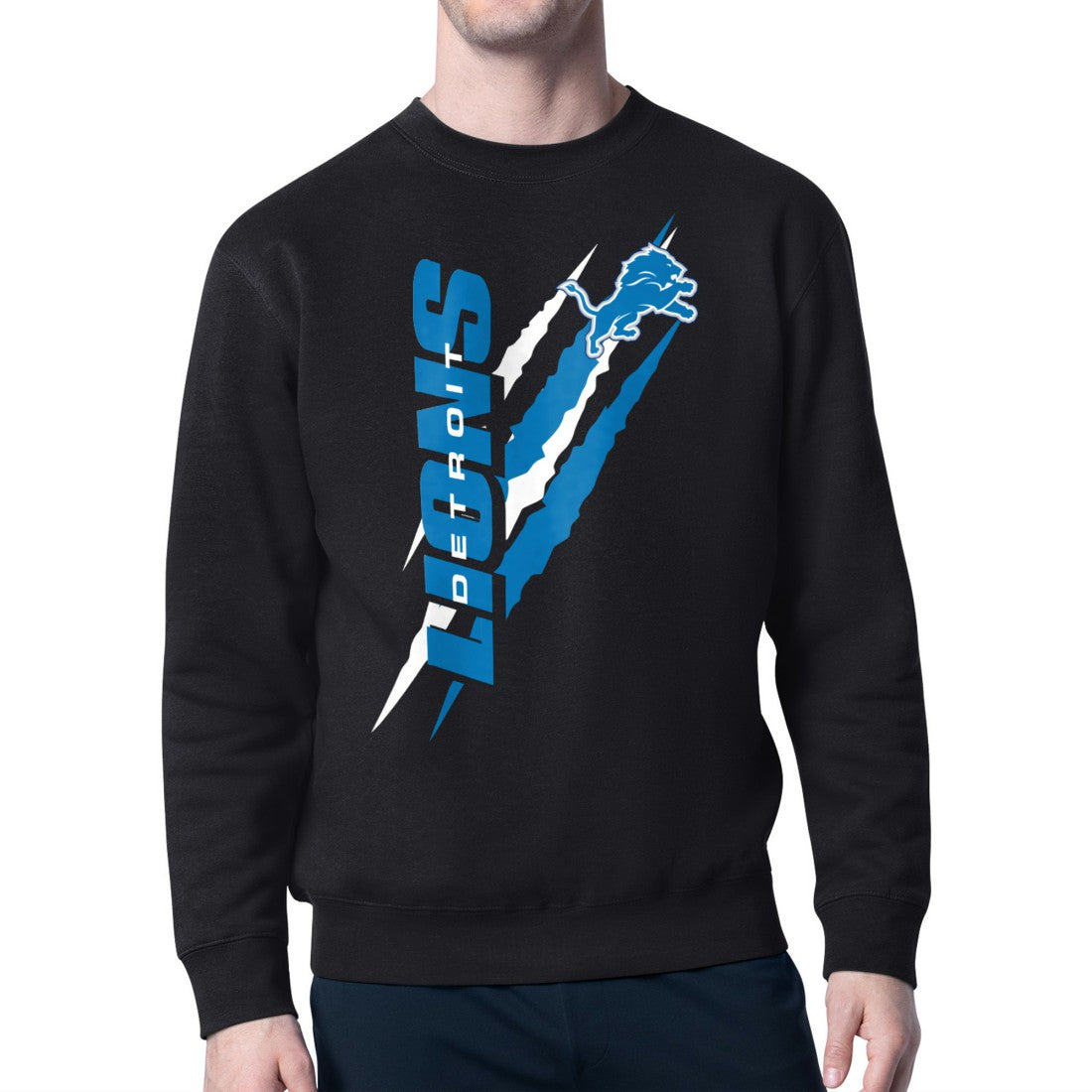 Starter Color Scratch Team Graphic Fleece Pullover Sweatshirt - Detroit Lions Pullover