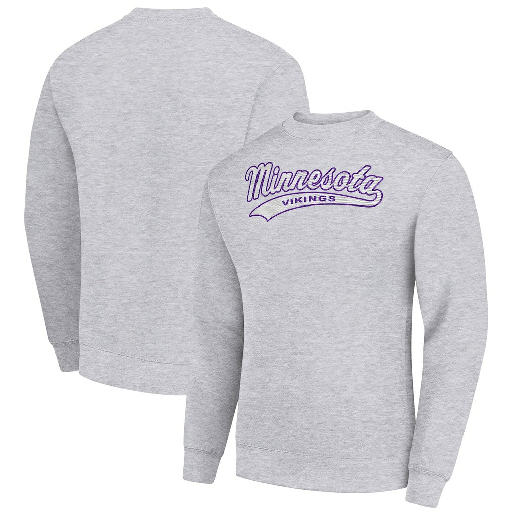 Starter Tailsweep Team Graphic Tri-Blend Fleece Pullover Sweatshirt - Minnesota Vikings Pullover