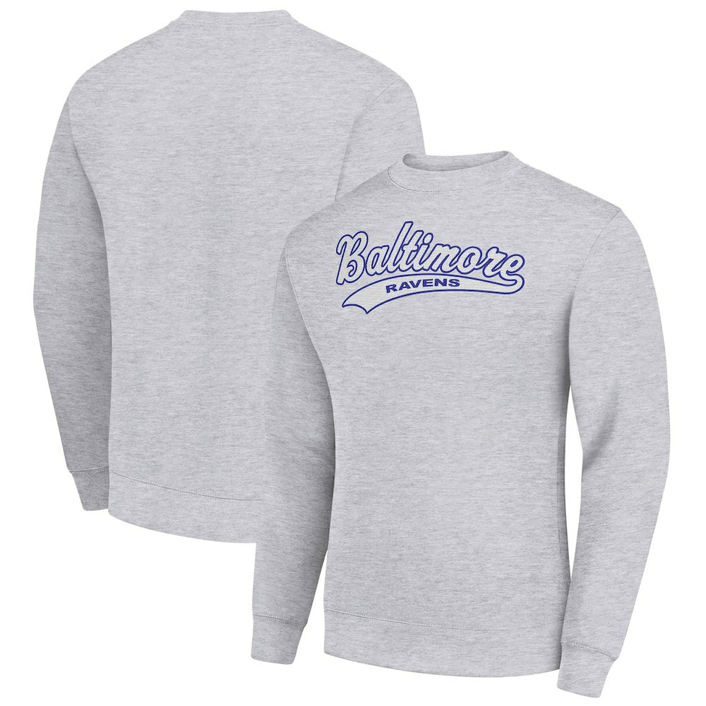 Starter Tailsweep Team Graphic Tri-Blend Fleece Pullover Sweatshirt - Baltimore Ravens Pullover