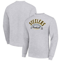 Starter Half Ball Team Graphic Tri-Blend Fleece Pullover Sweatshirt - Pittsburgh Steelers Pullover