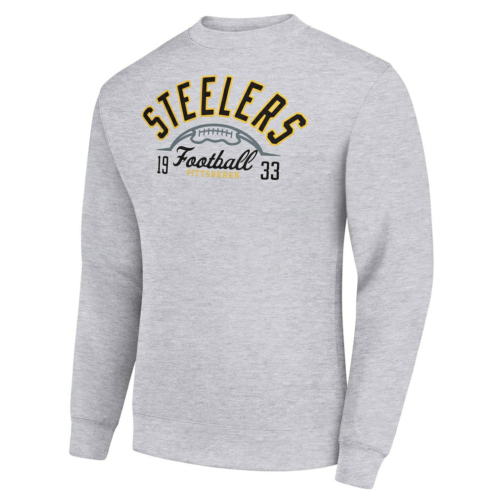 Starter Half Ball Team Graphic Tri-Blend Fleece Pullover Sweatshirt - Pittsburgh Steelers Pullover