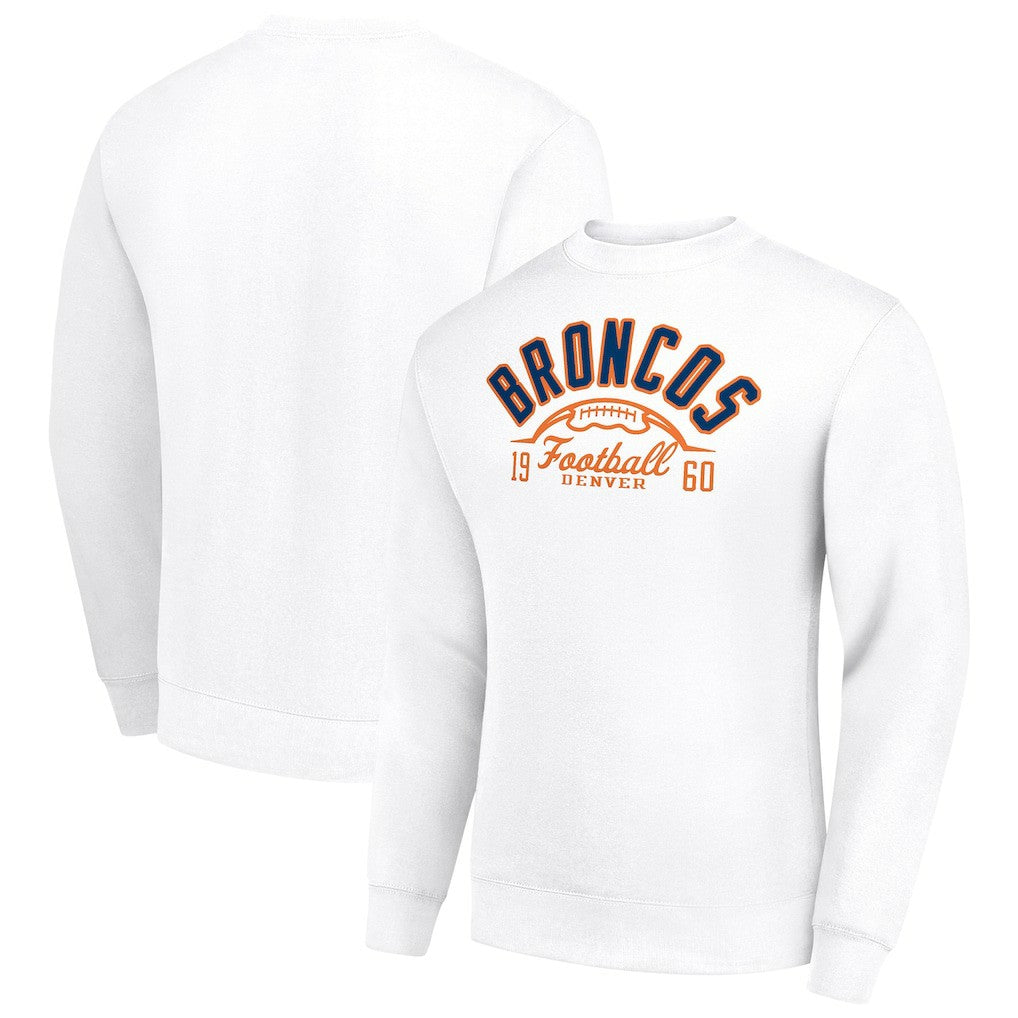Starter Half Ball Team Graphic Tri-Blend Fleece Pullover Sweatshirt - Denver Broncos Pullover