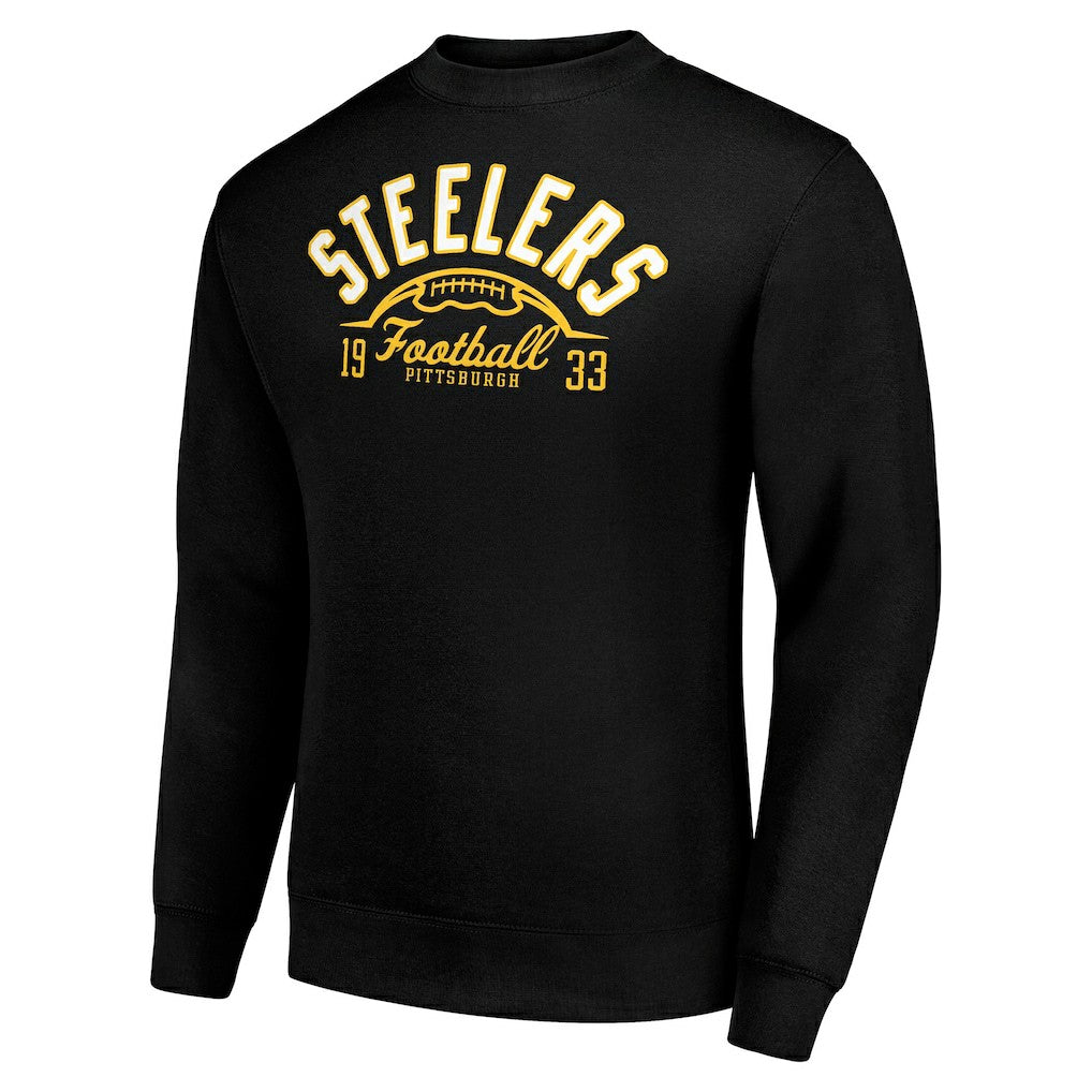 Starter Half Ball Team Graphic Tri-Blend Fleece Pullover Sweatshirt - Pittsburgh Steelers Pullover