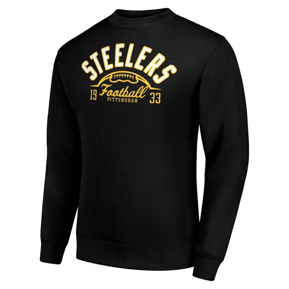 Starter Half Ball Team Graphic Tri-Blend Fleece Pullover Sweatshirt - Pittsburgh Steelers Pullover