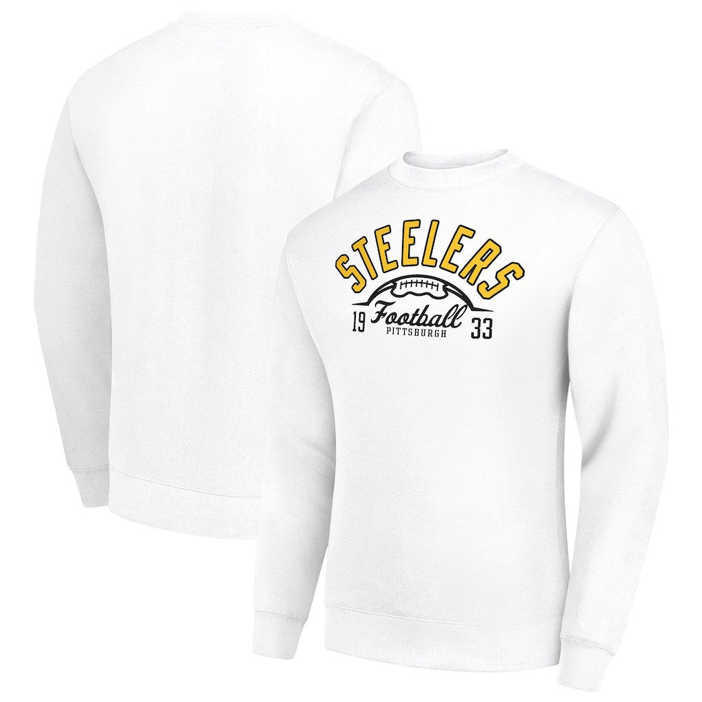 Starter Half Ball Team Graphic Tri-Blend Fleece Pullover Sweatshirt - Pittsburgh Steelers Pullover