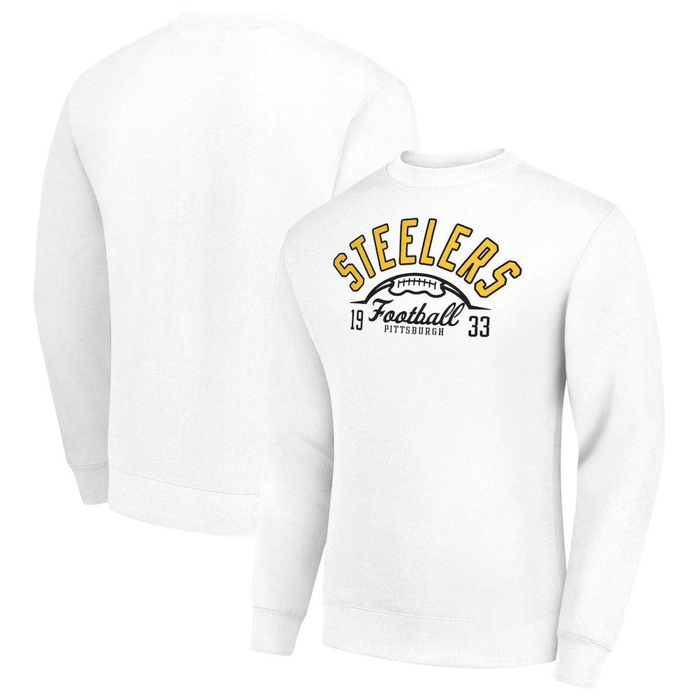 Starter Half Ball Team Graphic Tri-Blend Fleece Pullover Sweatshirt - Pittsburgh Steelers Pullover