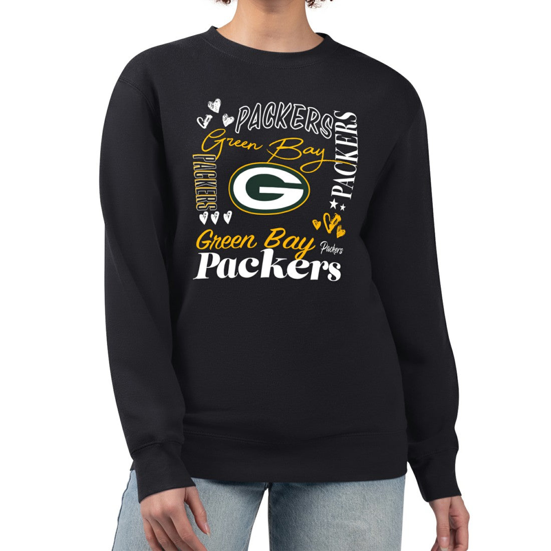 G-III 4Her by Carl Banks Women's Collage Graphic Fleece Pullover Sweatshirt - Green Bay Packers Pullover