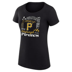Black Pittsburgh Pirates G-III 4Her by Carl Banks Women's Super-Slim Fit Lightweight Collage Team Graphic Crew Neck T-Shirt