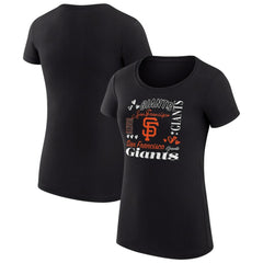Black San Francisco Giants G-III 4Her by Carl Banks Women's Super-Slim Fit Lightweight Collage Team Graphic Crew Neck T-Shirt