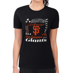 Black San Francisco Giants G-III 4Her by Carl Banks Women's Super-Slim Fit Lightweight Collage Team Graphic Crew Neck T-Shirt