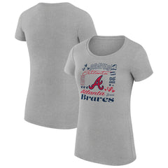 Heather Gray Atlanta Braves G-III 4Her by Carl Banks Women's Super-Slim Fit Lightweight Collage Team Graphic Crew Neck T-Shirt