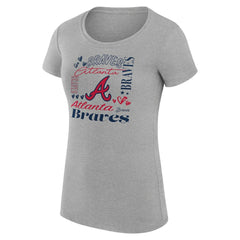 Heather Gray Atlanta Braves G-III 4Her by Carl Banks Women's Super-Slim Fit Lightweight Collage Team Graphic Crew Neck T-Shirt