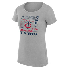 Heather Gray Minnesota Twins G-III 4Her by Carl Banks Women's Super-Slim Fit Lightweight Collage Team Graphic Crew Neck T-Shirt