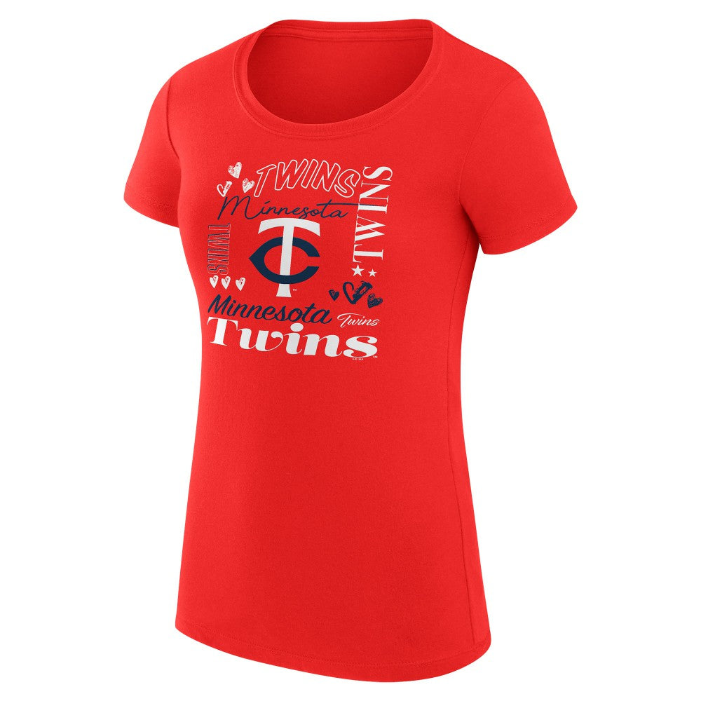 Red Minnesota Twins G-III 4Her by Carl Banks Women's Super-Slim Fit Lightweight Collage Team Graphic Crew Neck T-Shirt