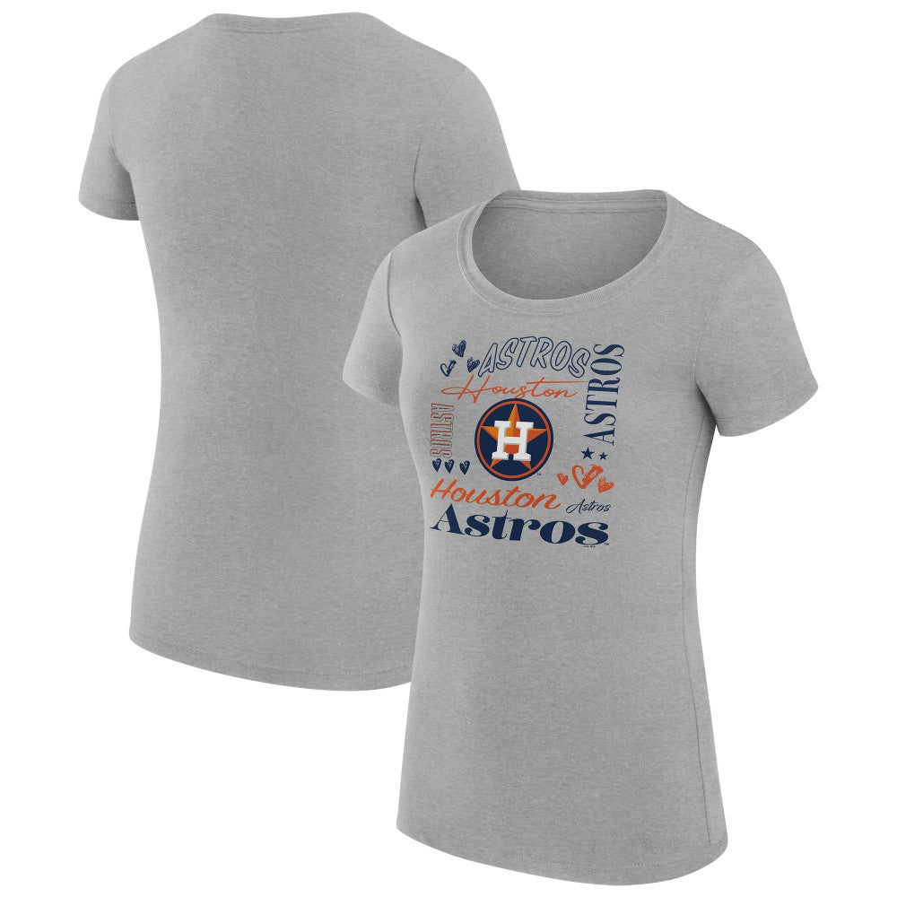 Heather Gray Houston Astros G-III 4Her by Carl Banks Women's Super-Slim Fit Lightweight Collage Team Graphic Crew Neck T-Shirt