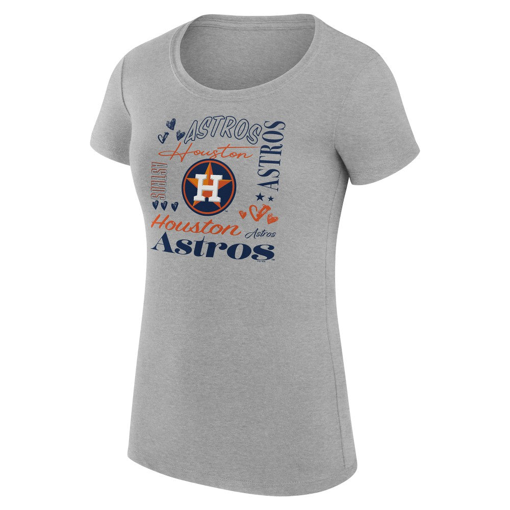 Heather Gray Houston Astros G-III 4Her by Carl Banks Women's Super-Slim Fit Lightweight Collage Team Graphic Crew Neck T-Shirt