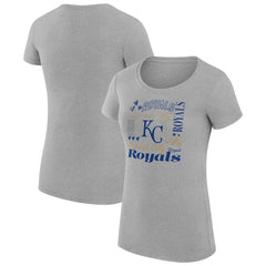 Heather Gray Kansas City Royals G-III 4Her by Carl Banks Women's Super-Slim Fit Lightweight Collage Team Graphic Crew Neck T-Shirt