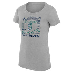 Heather Gray Seattle Mariners G-III 4Her by Carl Banks Women's Super-Slim Fit Lightweight Collage Team Graphic Crew Neck T-Shirt