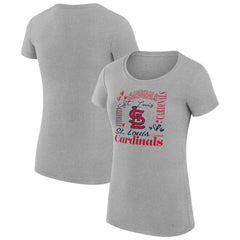 Heather Gray St. Louis Cardinals G-III 4Her by Carl Banks Women's Super-Slim Fit Lightweight Collage Team Graphic Crew Neck T-Shirt
