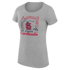 Heather Gray St. Louis Cardinals G-III 4Her by Carl Banks Women's Super-Slim Fit Lightweight Collage Team Graphic Crew Neck T-Shirt