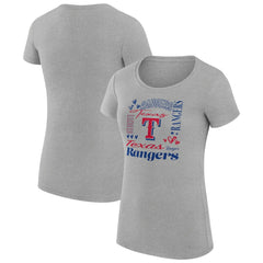 Heather Gray Texas Rangers G-III 4Her by Carl Banks Women's Super-Slim Fit Lightweight Collage Team Graphic Crew Neck T-Shirt