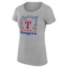 Heather Gray Texas Rangers G-III 4Her by Carl Banks Women's Super-Slim Fit Lightweight Collage Team Graphic Crew Neck T-Shirt