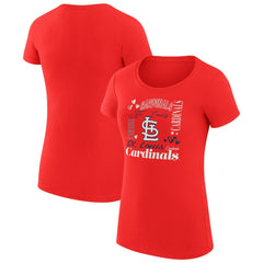 Red St. Louis Cardinals G-III 4Her by Carl Banks Women's Super-Slim Fit Lightweight Collage Team Graphic Crew Neck T-Shirt