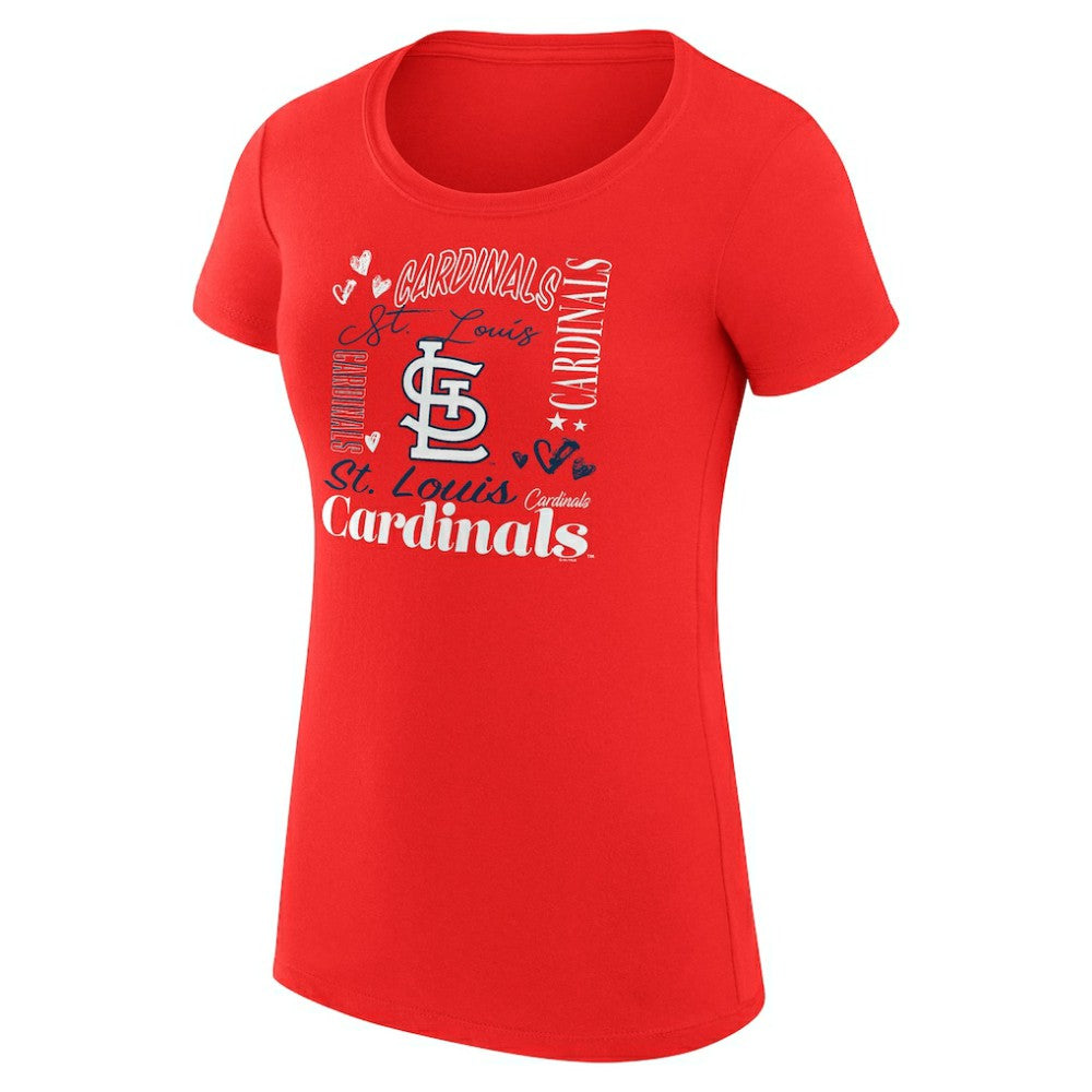 Red St. Louis Cardinals G-III 4Her by Carl Banks Women's Super-Slim Fit Lightweight Collage Team Graphic Crew Neck T-Shirt