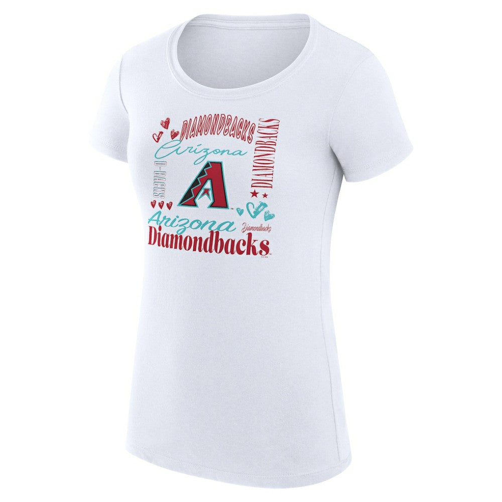 White Arizona Diamondbacks G-III 4Her by Carl Banks Women's Super-Slim Fit Lightweight Collage Team Graphic Crew Neck T-Shirt